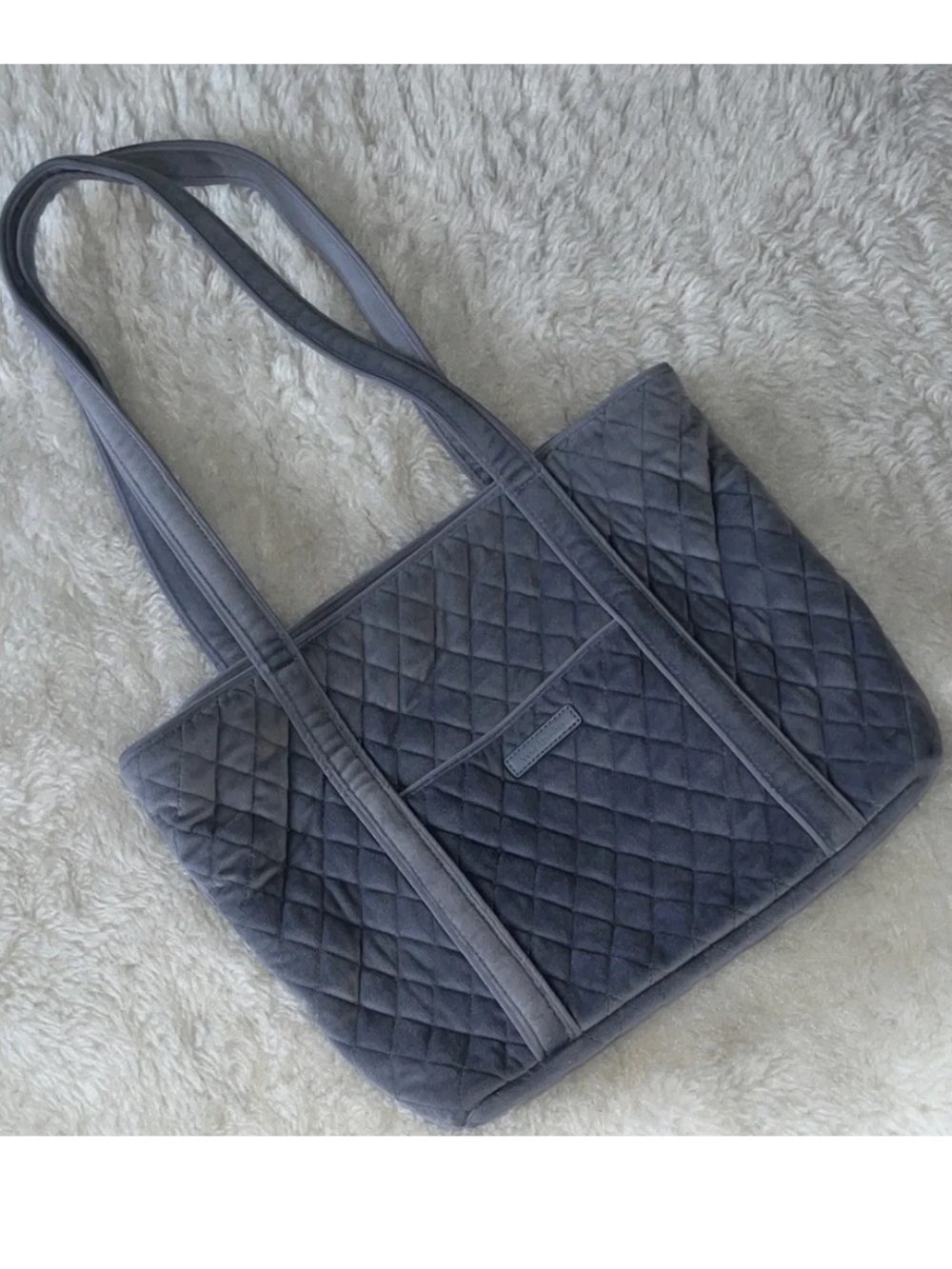 Vera Bradley Gray Velour Quilted Tote Bag